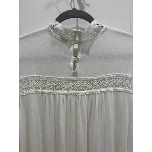 NWT Anthropologie Eri + Ali White Rayne Swing Top Long Sleeve Ruffle Hem Sz M - Picture 9 of 10